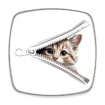 Fermeture éclair pour chat Maman de chat Chat mignons Chats - Magnet carré - blanc - Devant