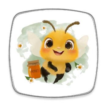 Bee Happy - Magnet carré - blanc - Devant