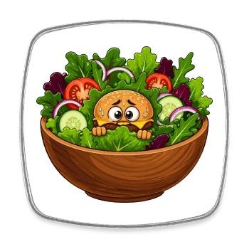 Salad Burger Bowl - Square fridge magnet - white - Front