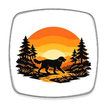 Golden Dog Family Retriever Dog Nature Love - Square fridge magnet - white - Front