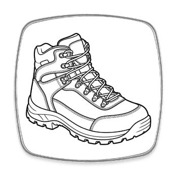 Hiking Boot Line Art Sketch - Square fridge magnet - white - Front