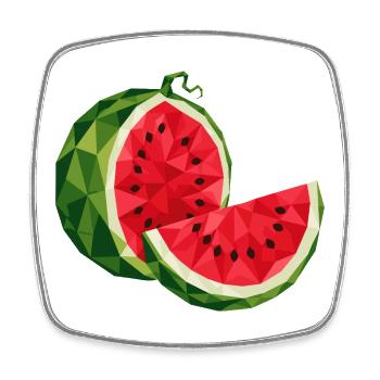 Geometric Watermelon | Polygon Fruit Motif - Square fridge magnet - white - Front