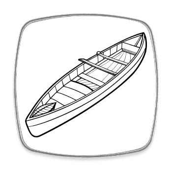 Minimalist Canoe Outline - Square fridge magnet - white - Front