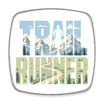 Trail Runner - Square fridge magnet - white - Front