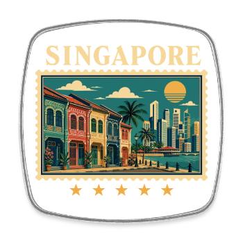 Singapur Tropische Vintage Reise - Viereckiger Kühlschrankmagnet - Weiß - Vorne