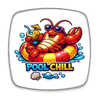 Crabe frais en piscine avec boisson - Magnet carré - blanc - Devant