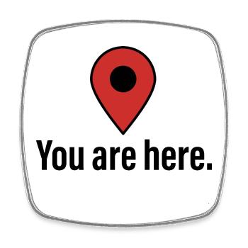 Humor T-Shirt You Are Here Map Pin - Square fridge magnet - white - Front