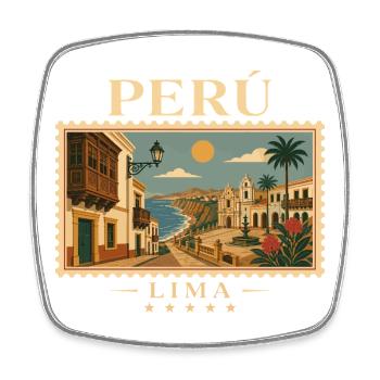 Peru Lima Vintage Reisemarke - Viereckiger Kühlschrankmagnet - Weiß - Vorne