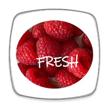 Framboise fraîche en cercle - Magnet carré - blanc - Devant