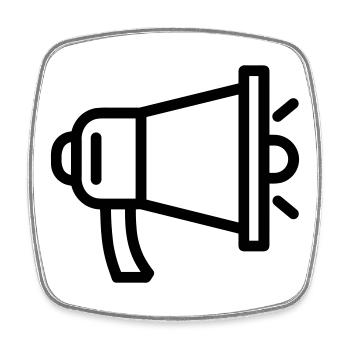 mégaphone - Magnet carré - blanc - Devant