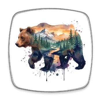 Randonnée - Aventure en plein air - Landscape Bear - Magnet carré - blanc - Devant