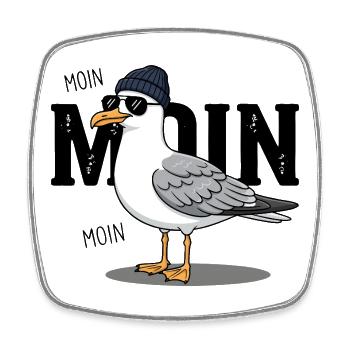 Mouette avec casquette et lunettes de soleil Mer Baltique - Magnet carré - blanc - Devant