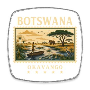 Botswana Okavango Vintage Reise - Viereckiger Kühlschrankmagnet - Weiß - Vorne