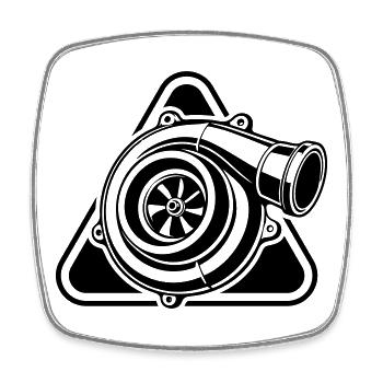 Logo de réglage de voiture turbocompresseur - Magnet carré - blanc - Devant