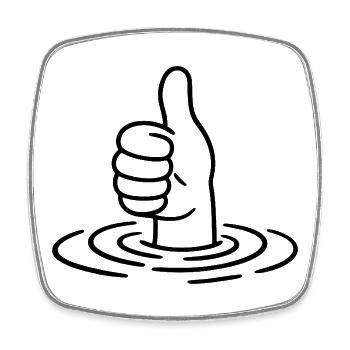Daumen hoch - Thumbs up - Hand Wasser Wellen - Viereckiger Kühlschrankmagnet - Weiß - Vorne