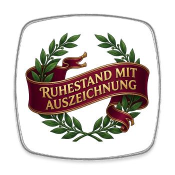 Ruhestand mit Auszeichnung – Klassischer Kranz - Viereckiger Kühlschrankmagnet - Weiß - Vorne