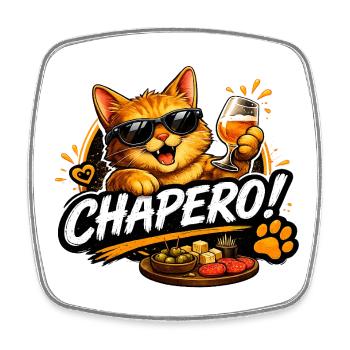 Chat roux - Apéro Chic et Pop - Magnet carré - blanc - Devant