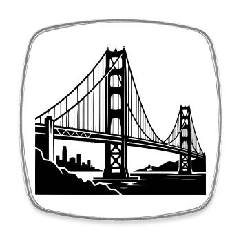 Pont du Golden Gate - Magnet carré - blanc - Devant