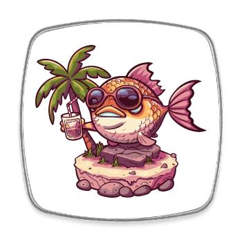Piranha Fish Summer Holiday - Square fridge magnet - white - Front