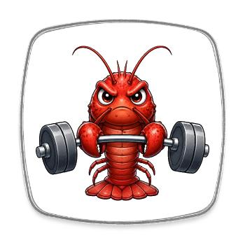 Bodybuilder de fitness au crabe homard et aux coquillages - Magnet carré - blanc - Devant