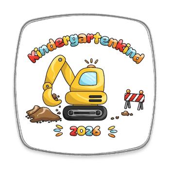 Enfant en maternelle 2026 | Les enfants excavateurs - Magnet carré - blanc - Devant