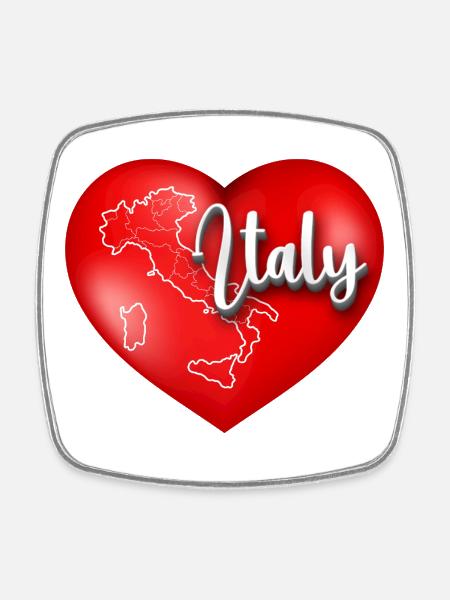 Heart of Italy with Map - Square fridge magnet - white