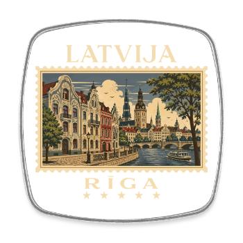 Lettland Riga Vintage Reisemarke - Viereckiger Kühlschrankmagnet - Weiß - Vorne