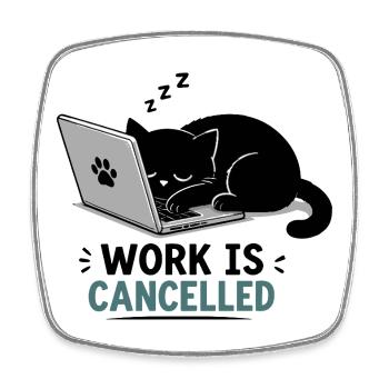 Cat break on the laptop - Square fridge magnet - white - Front