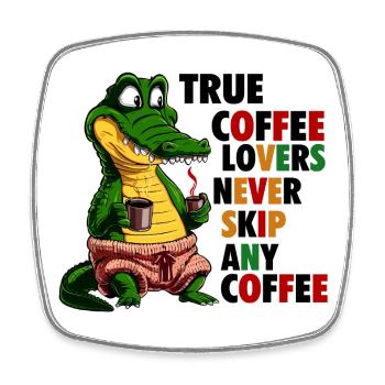 Alligator amateur de café - Magnet carré - blanc - Devant