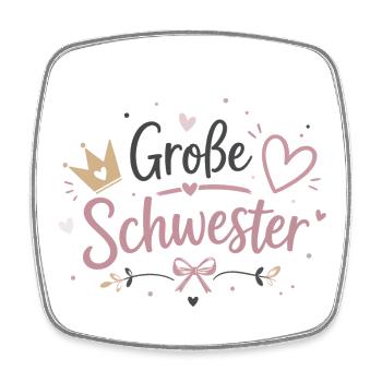 Große Schwester Herz Krone Design - Viereckiger Kühlschrankmagnet - Weiß - Vorne