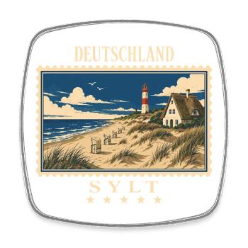 Deutschland Sylt Vintage Reisemarke - Viereckiger Kühlschrankmagnet - Weiß - Vorne