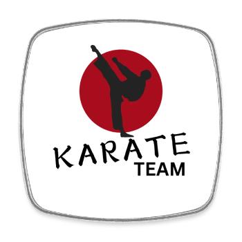 Silhouette Kick Against Red Circle - Square fridge magnet - white - Front