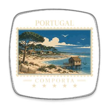 Portugal Comporta Vintage Reisemarke - Viereckiger Kühlschrankmagnet - Weiß - Vorne