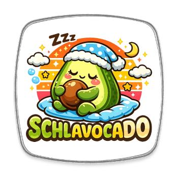  SCHLAFAVOCADO Müde Avocado Im Schlafanzug Mit - Viereckiger Kühlschrankmagnet - Weiß - Vorne