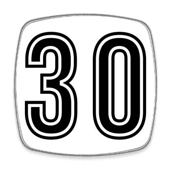 Symbole de 30 chiffres - Magnet carré - blanc - Devant