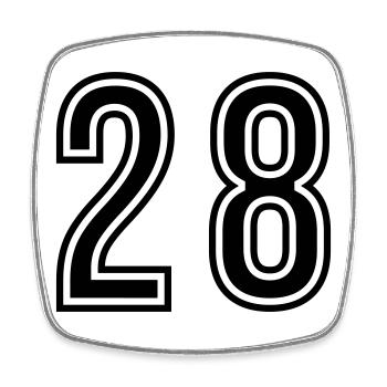 28 Symbole numérique - Magnet carré - blanc - Devant