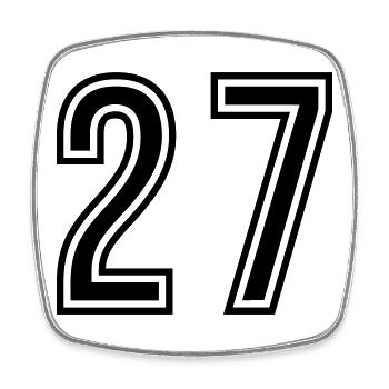 27 Number Symbol - Square fridge magnet - white - Front