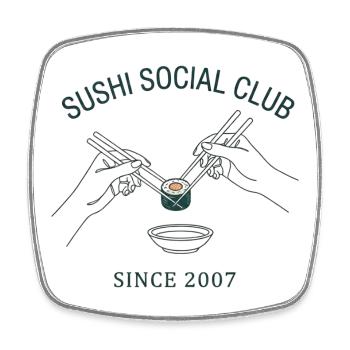 Sushi Social Club Maki Roll Since 2007 Japan Style - Square fridge magnet - white - Front