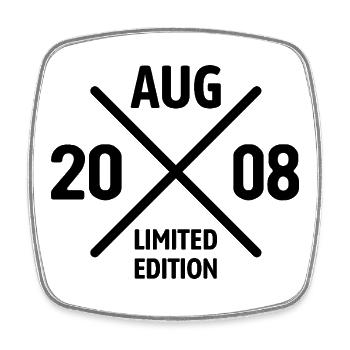 Limited Edition August 2008 Birthday Gift - Square fridge magnet - white - Front
