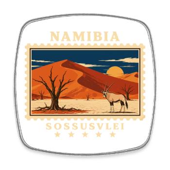 Namibia Sossusvlei Vintage Travel Brand - Square fridge magnet - white - Front