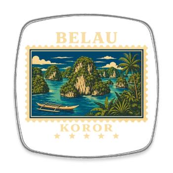 Palau Koror Vintage Travel Brand - Square fridge magnet - white - Front