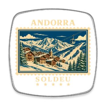 Andorra Soldeu Vintage Reisemarke - Viereckiger Kühlschrankmagnet - Weiß - Vorne