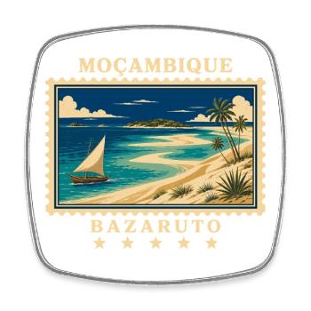 Mosambik Bazaruto Vintage Reisemarke - Viereckiger Kühlschrankmagnet - Weiß - Vorne