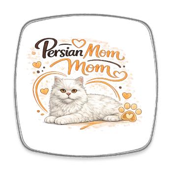 Cœur de maman perse de chat - Magnet carré - blanc - Devant
