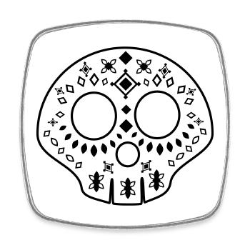 Calavera - Crâne à motifs - noir - Magnet carré - blanc - Devant