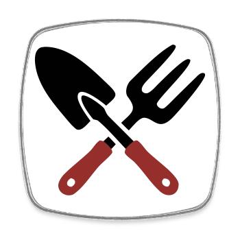 Icône de pelle d’outil de jardin - Magnet carré - blanc - Devant
