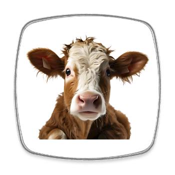 Visage de vache : Curiosité sur le pâturage - Magnet carré - blanc - Devant