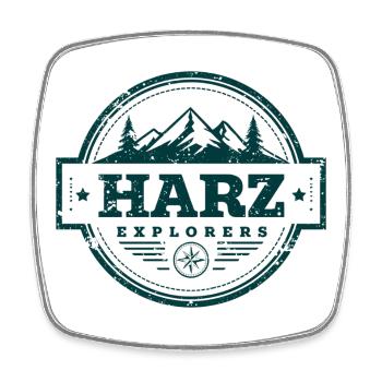 Resin Explorers | Vintage Adventure Badge - Square fridge magnet - white - Front