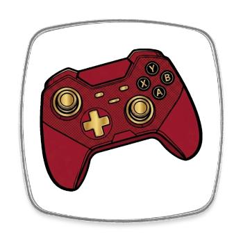Manette de jeu rouge Rétro Pop - Magnet carré - blanc - Devant