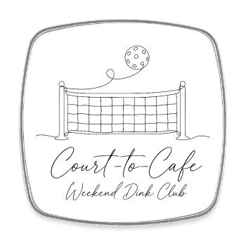 Chemise Pickleball Line Art – Minimaliste Court-to-CA - Magnet carré - blanc - Devant